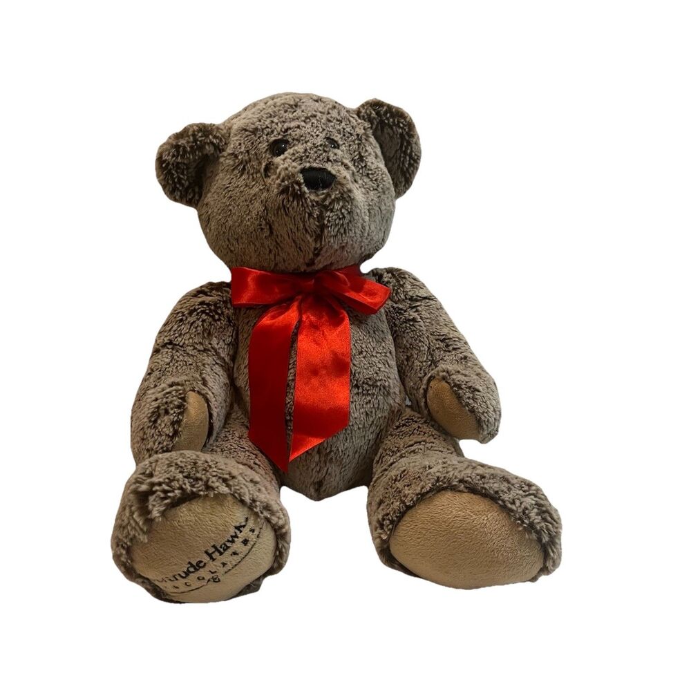 Gertrude Hawk Chocolates Brown Teddy Bear 18" Plush Stuffed Animal Toy Red Bow
